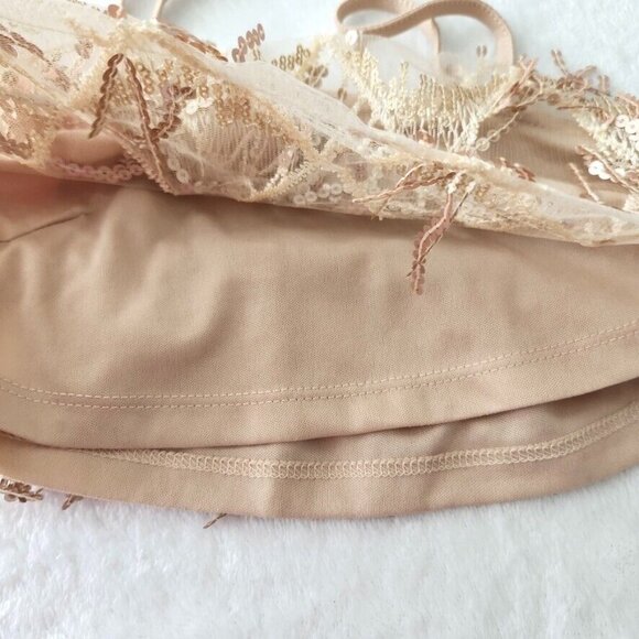 NWT Cider Sequin Tassel Crop Cami Top Size XS Gold Embellished Festival Concert - Picture 11 of 15